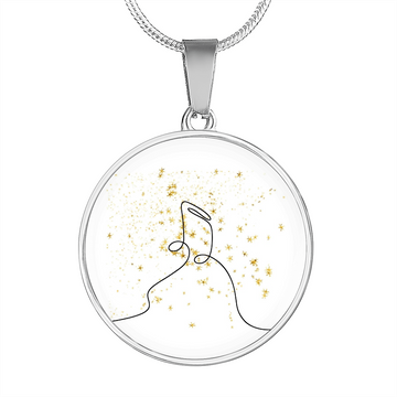 Music Notes Gold Stars | Circle Pendant Necklace | Gift for Musician - Givtz Back