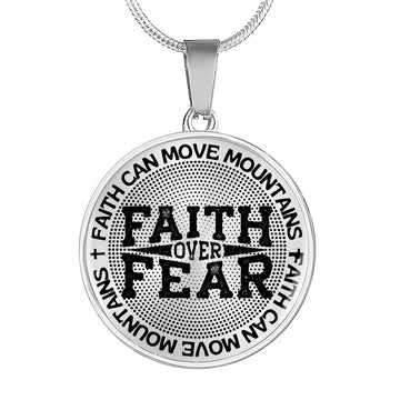 Faith Can Move Mountains | Faith Over Fear | Dots | Necklace Circle Pendant