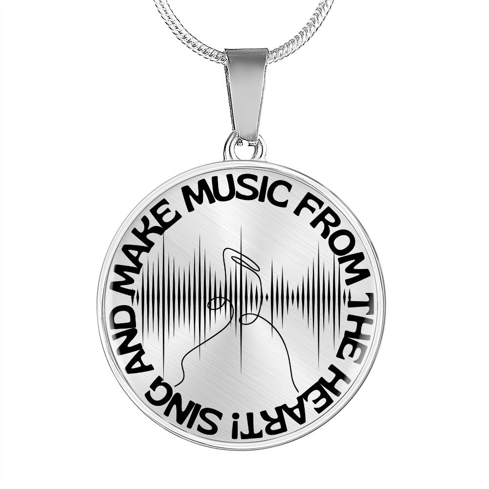 Sing & Make Music From The Heart | Music Notes | Sound Wave | Necklace Circle Pendant