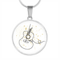 Acoustic Guitar Gold Stars | Circle Pendant Necklace | Gift for Guitarist - Givtz Back
