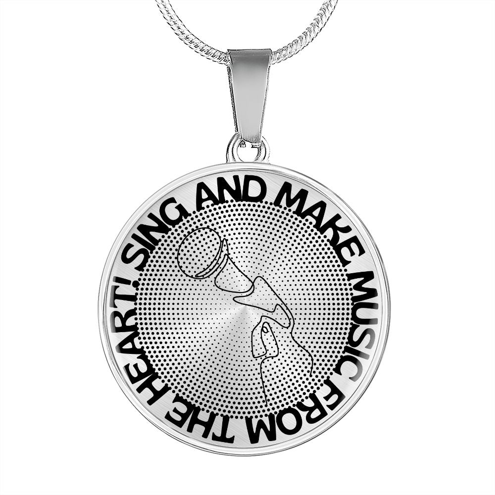 Sing & Make Music From The Heart | Mic | Dots | Necklace Circle Pendant