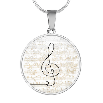 Music Clef Sheet Music | Circle Pendant Necklace | Gift for Musician - Givtz Back