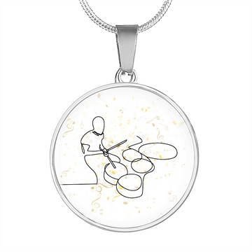 Drummer Music Notes | Circle Pendant Necklace | Gift for Drummer - Givtz Back