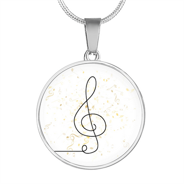 Music Clef Music Notes | Circle Pendant Necklace | Gift for Musician - Givtz Back