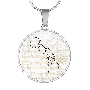 Microphone Sheet Music | Circle Pendant Necklace | Gift for Singer - Givtz Back