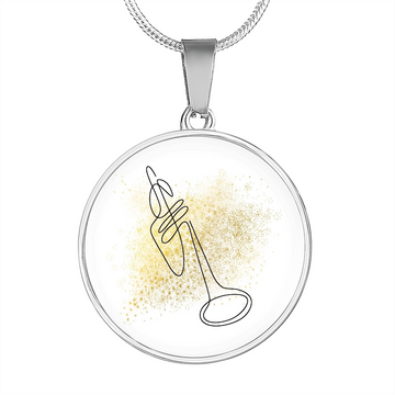 Trumpet Gold Splatter | Circle Pendant Necklace | Gift for Trumpetist - Givtz Back