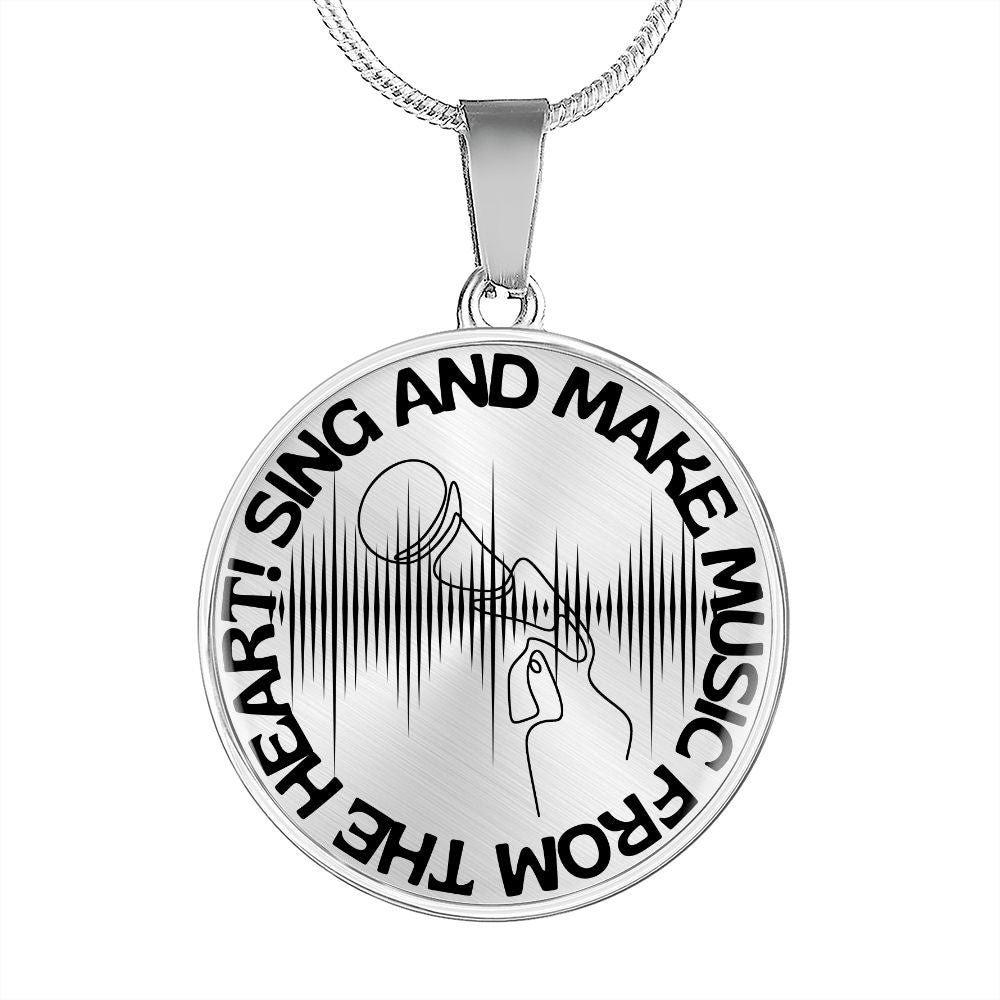 Sing & Make Music From The Heart | Mic | Sound Wave | Necklace Circle Pendant
