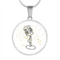 Vintage Microphone Gold Stars | Circle Pendant Necklace | Gift for Singer - Givtz Back