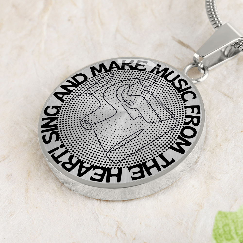 Sing & Make Music From The Heart | Piano | Dots | Necklace Circle Pendant