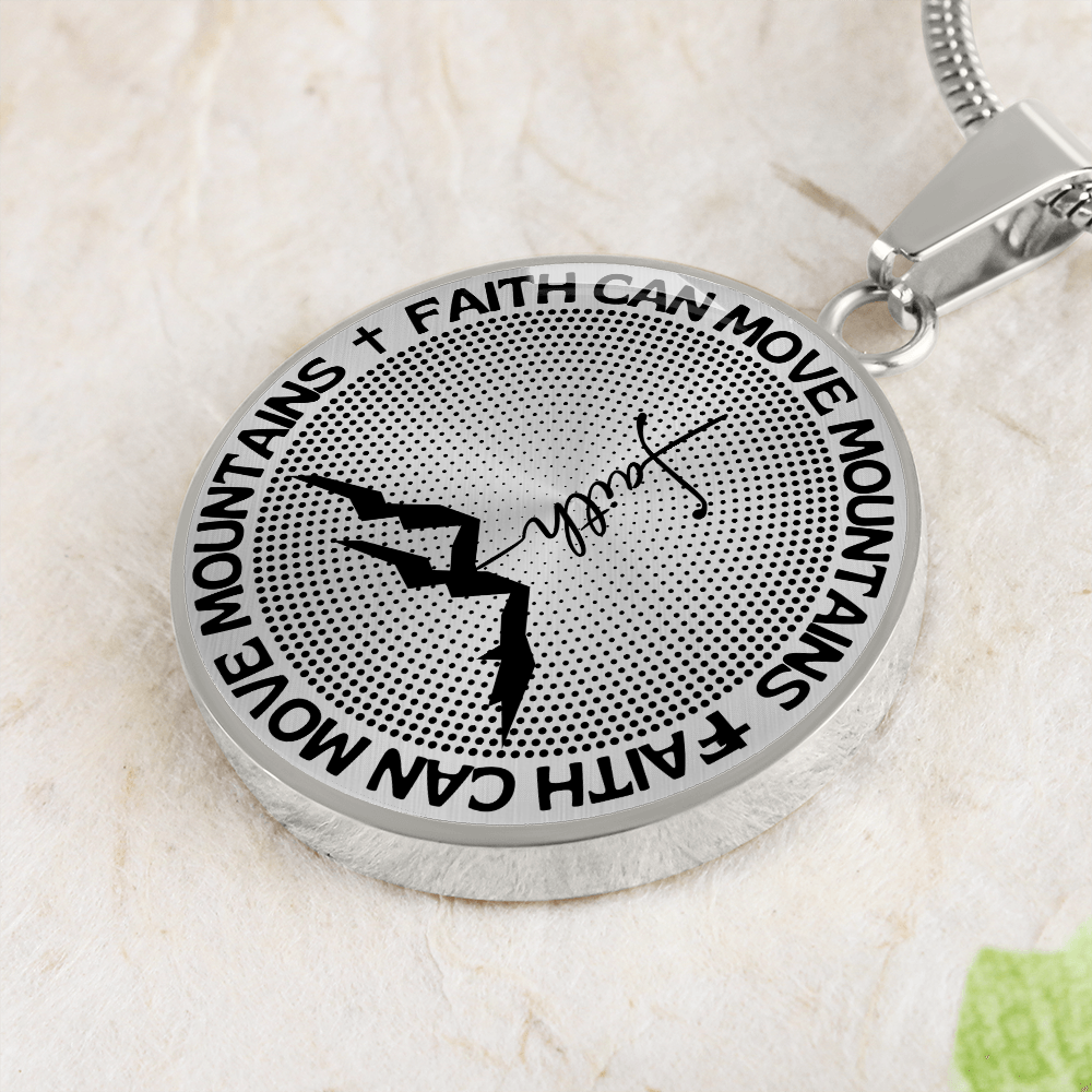 Faith Can Move Mountains | Mountains Faith | Dots | Necklace Circle Pendant
