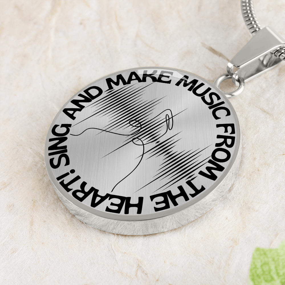Sing & Make Music From The Heart | Music Notes | Sound Wave | Necklace Circle Pendant