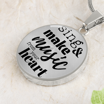 Sing & Make Music From The Heart | Necklace Circle Pendant Snake Chain - Givtz Back