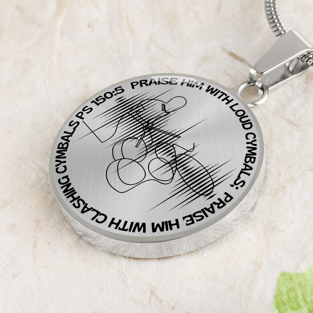 Praise Him With Loud Cymbals | Drummer | Sound Wave | Necklace Circle Pendant