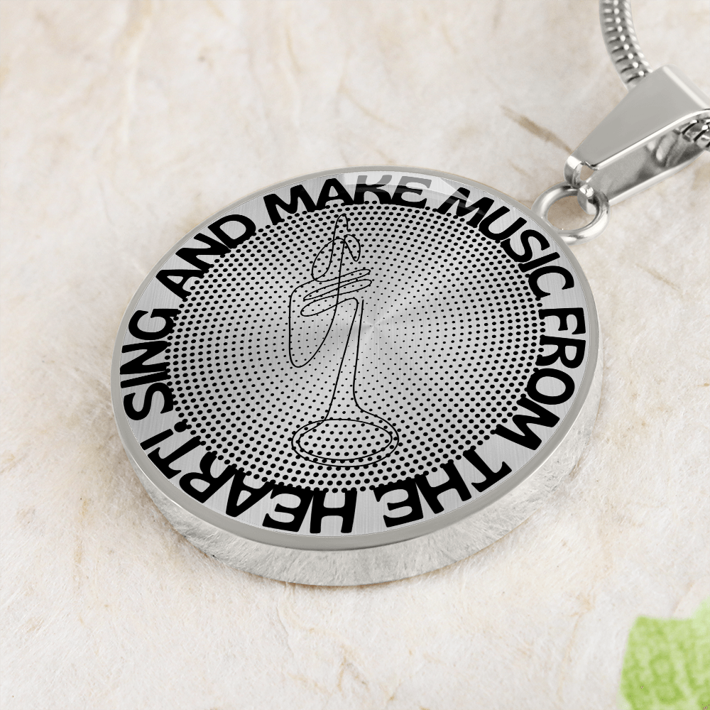 Sing & Make Music From The Heart | Trumpet | Dots | Necklace Circle Pendant
