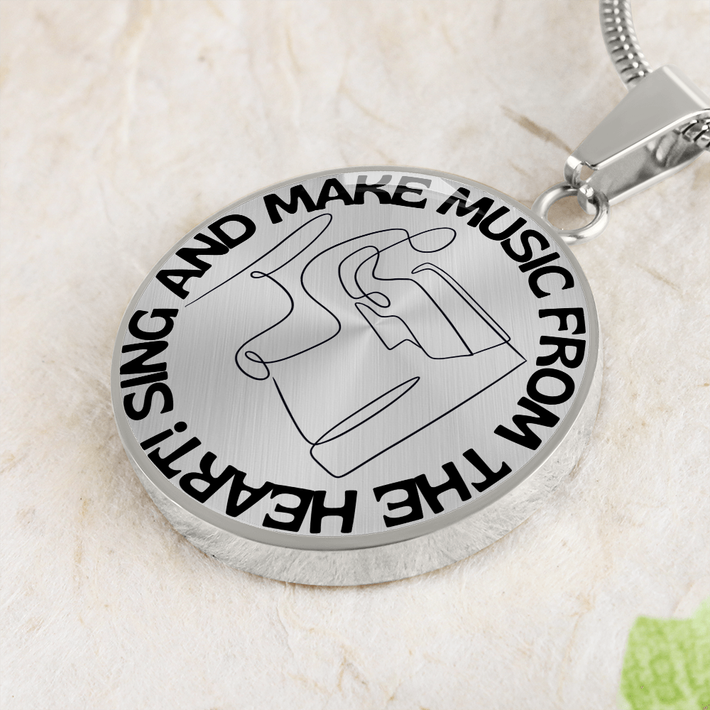 Sing & Make Music From The Heart | Piano | Necklace Circle Pendant