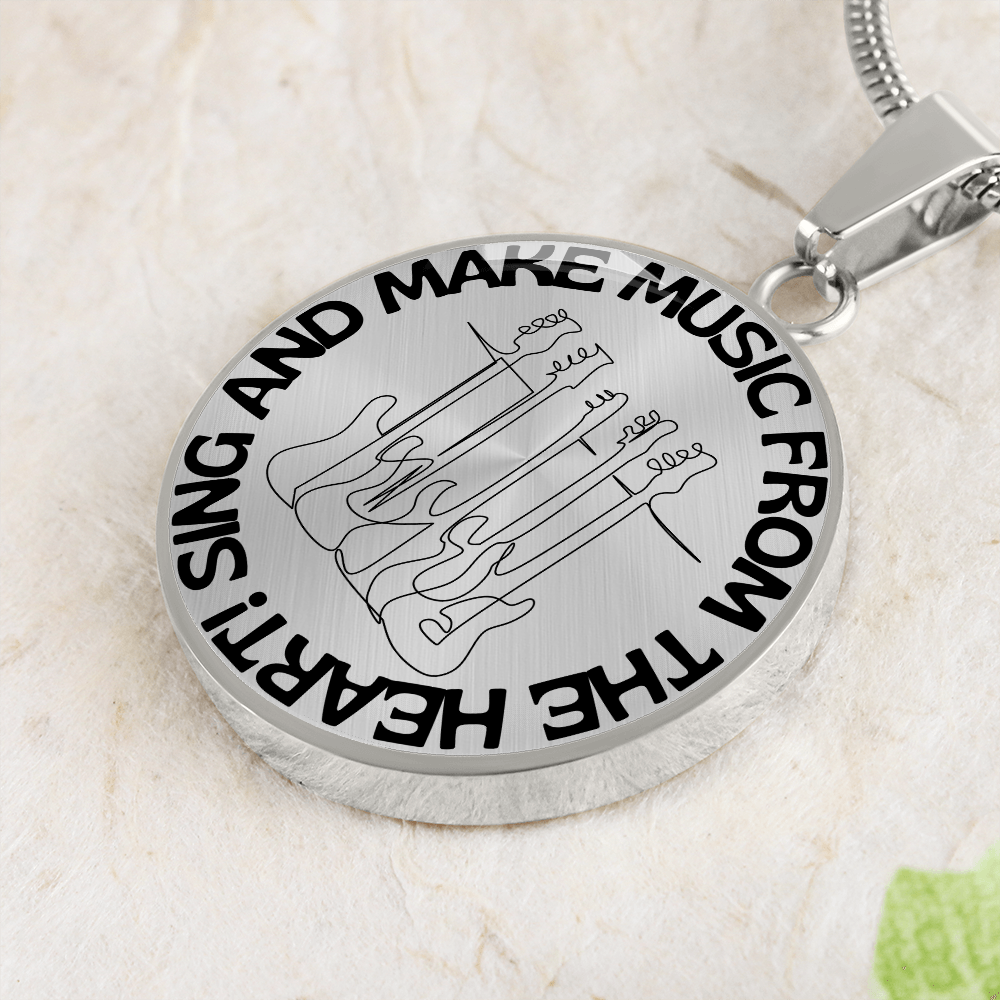 Sing & Make Music From The Heart | Guitars | Necklace Circle Pendant