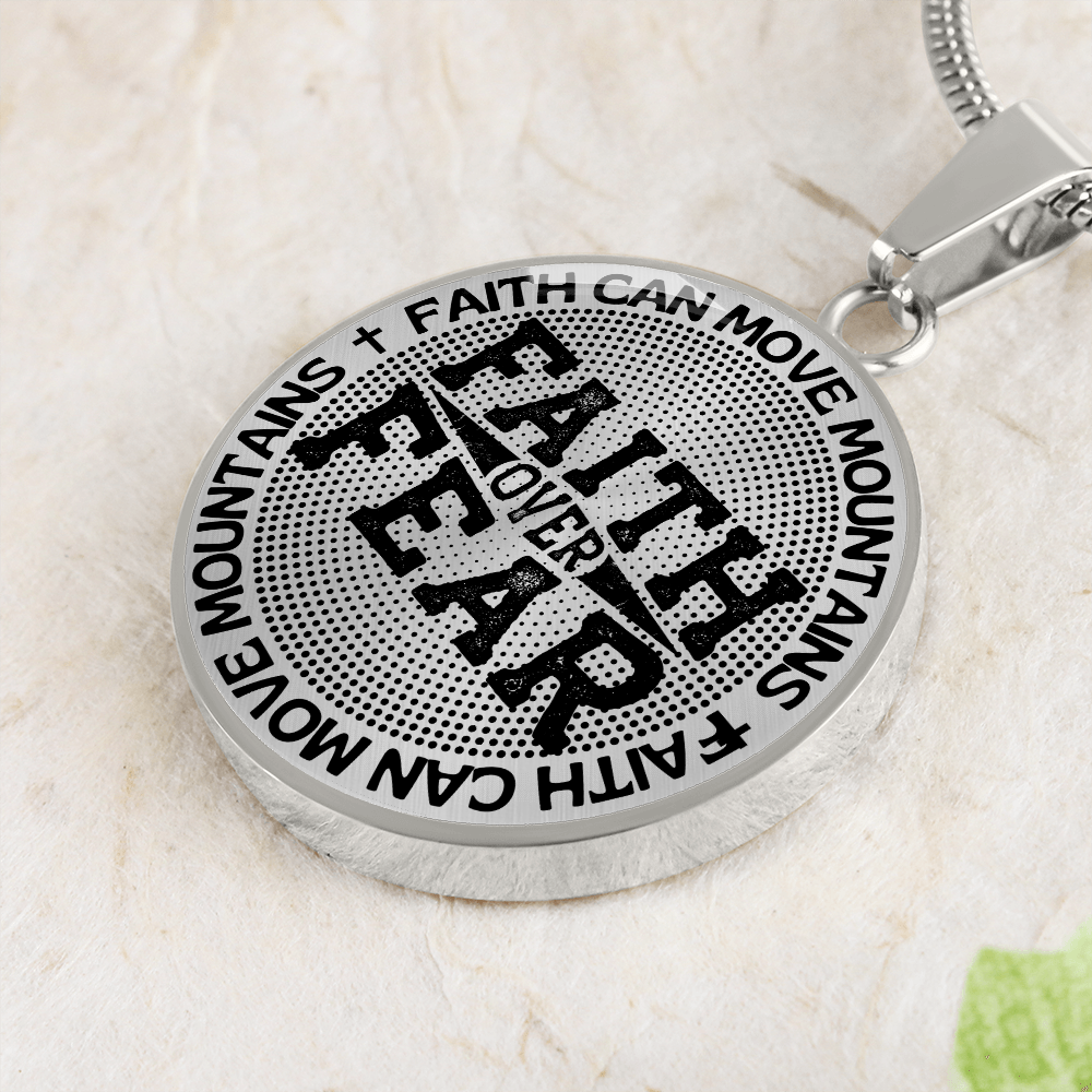 Faith Can Move Mountains | Faith Over Fear | Dots | Necklace Circle Pendant