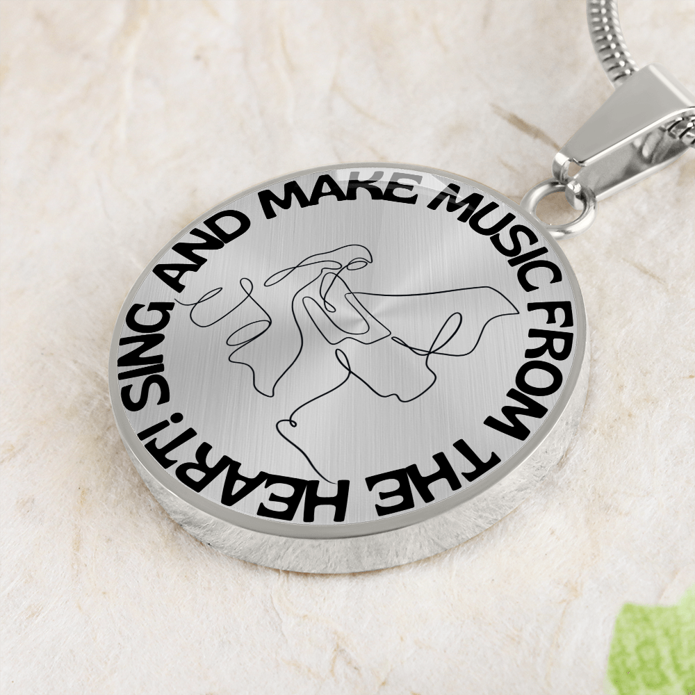 Sing & Make Music From The Heart | Grand Piano | Necklace Circle Pendant