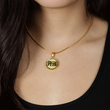 Faith Can Move Mountains | Faith Over Fear | Necklace Circle Pendant