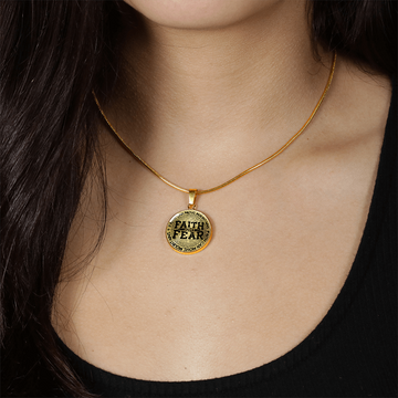 Faith Can Move Mountains | Faith Over Fear | Dots | Necklace Circle Pendant