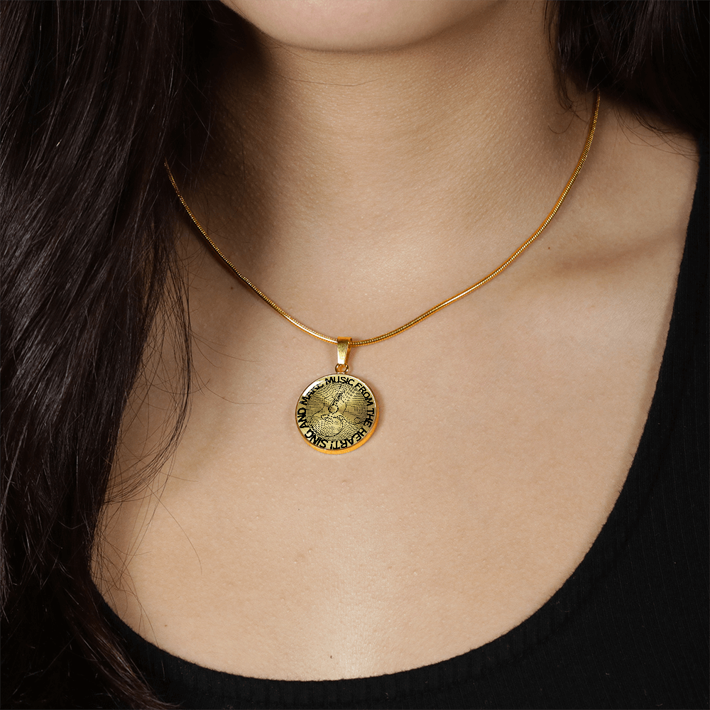Sing & Make Music From The Heart | Guitar | Dots | Necklace Circle Pendant