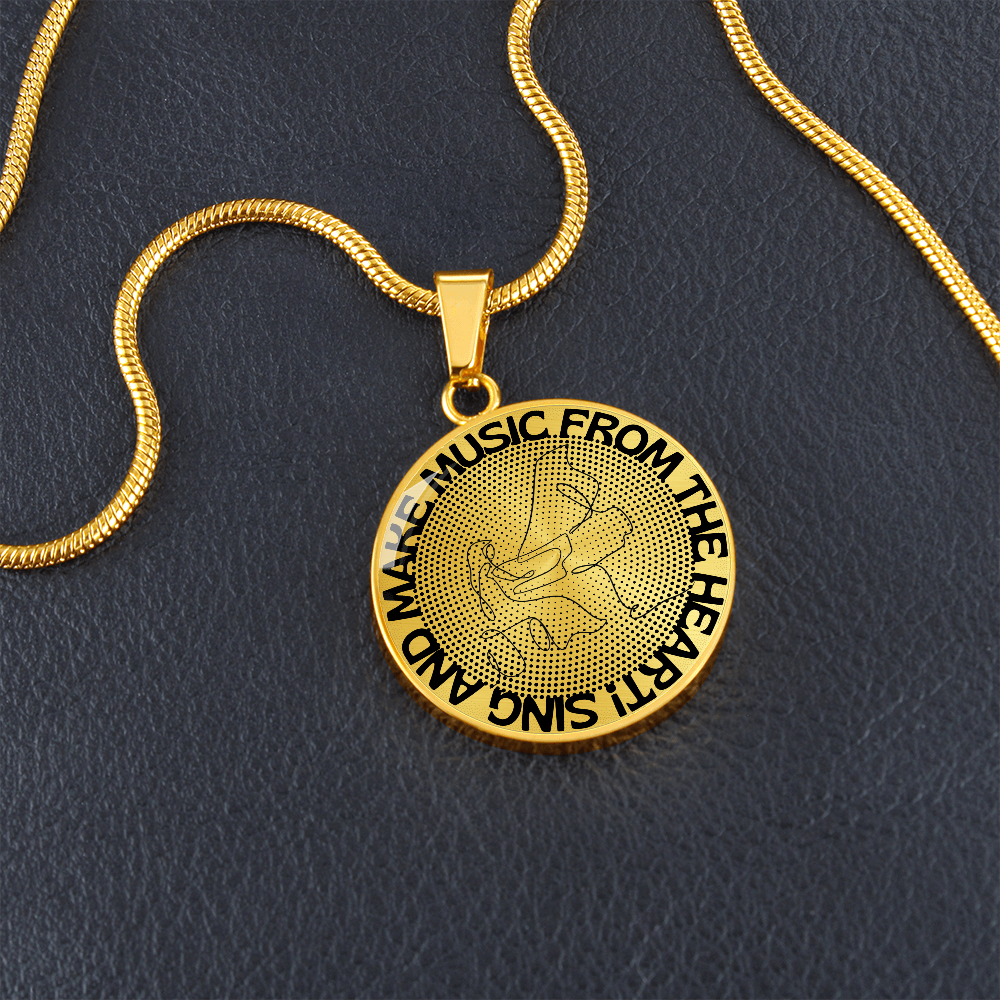 Sing & Make Music From The Heart | Grand Piano | Dots | Necklace Circle Pendant