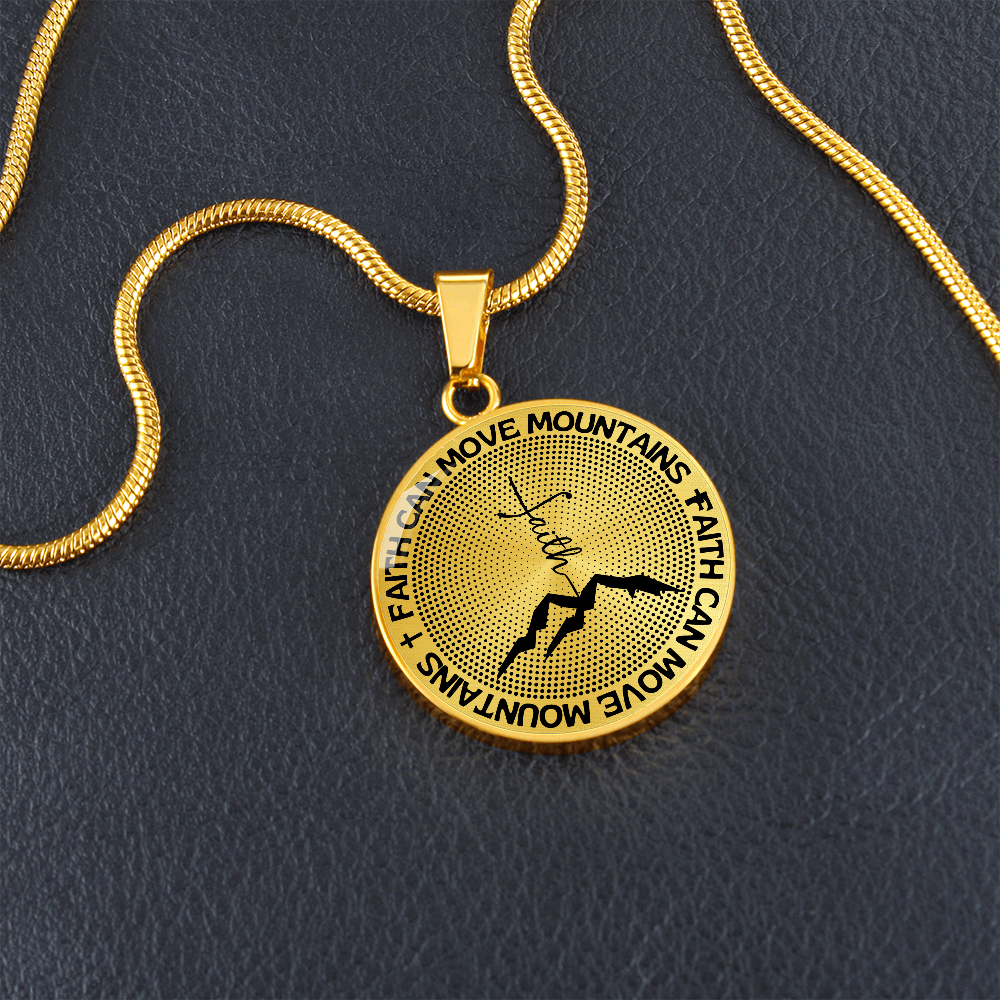 Faith Can Move Mountains | Mountains Faith | Dots | Necklace Circle Pendant