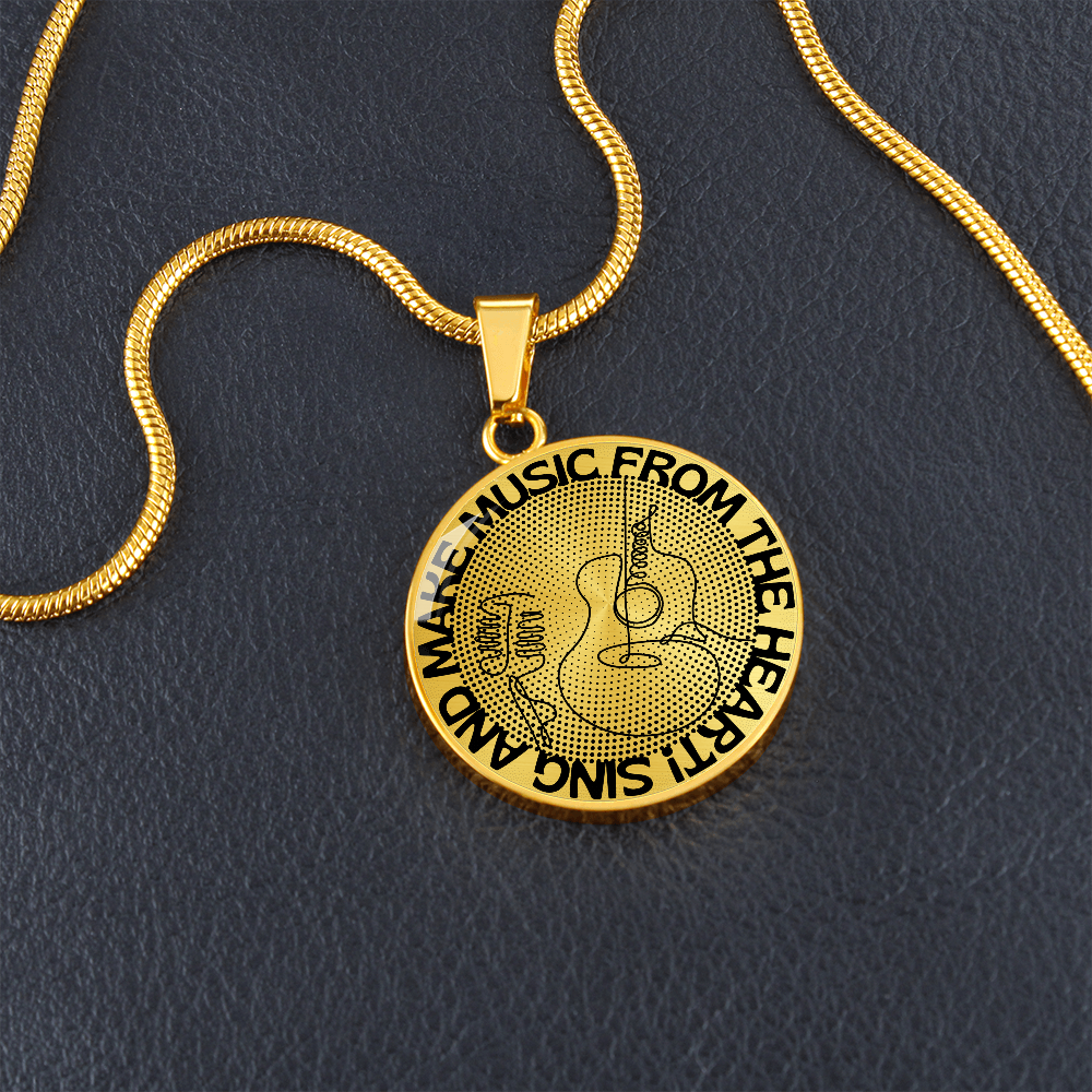 Sing & Make Music From The Heart | Guitar Mic | Dots | Necklace Circle Pendant