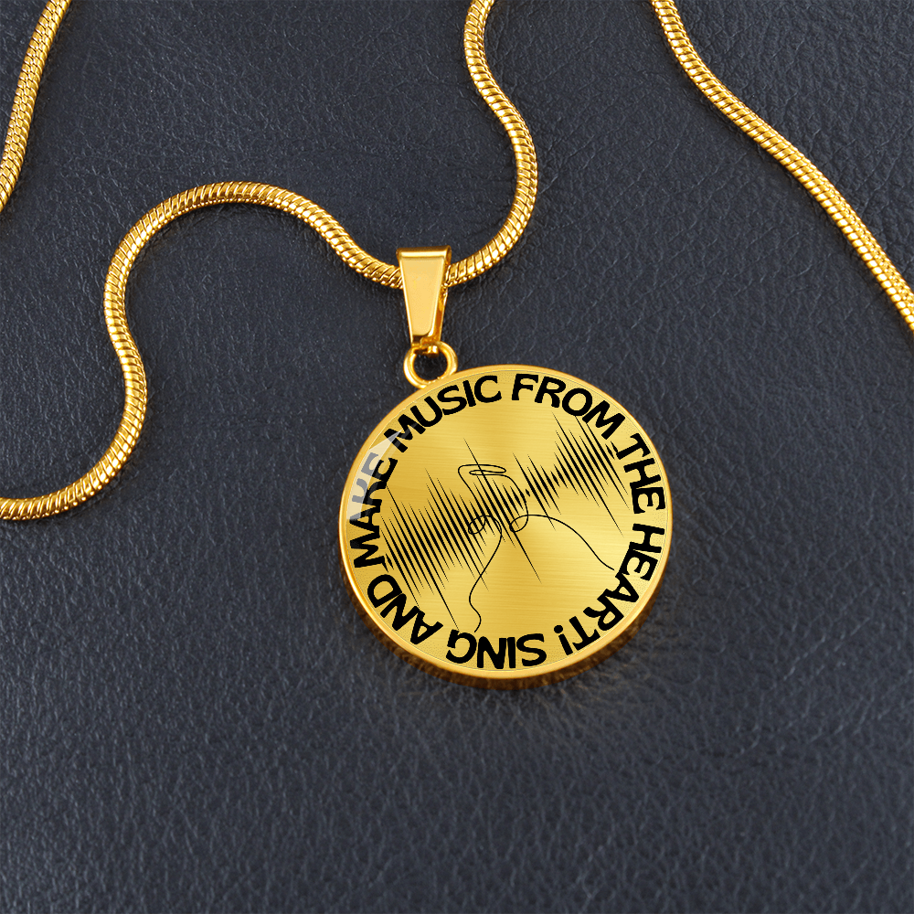 Sing & Make Music From The Heart | Music Notes | Sound Wave | Necklace Circle Pendant