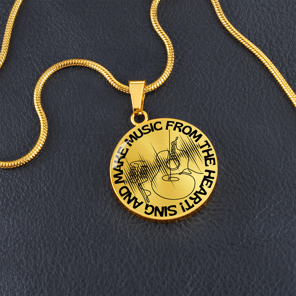 Sing & Make Music From The Heart | Guitar Mic | Sound Wave | Necklace Circle Pendant