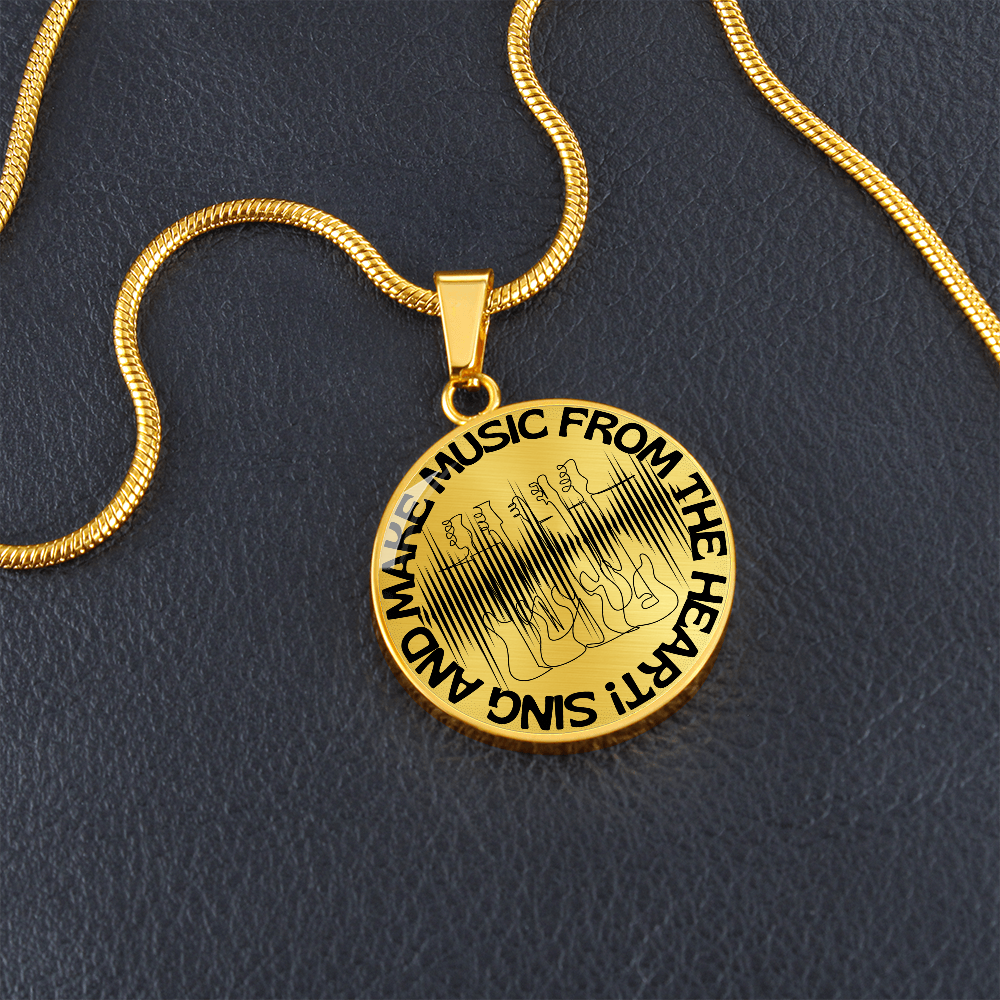 Sing & Make Music From The Heart | Guitars | Sound Wave | Necklace Circle Pendant