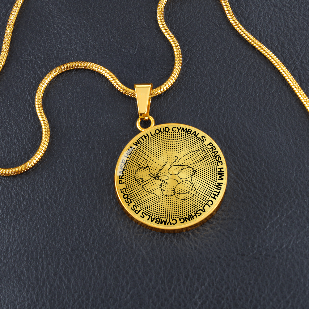 Praise Him With Loud Cymbals | Drummer | Dots | Necklace Circle Pendant