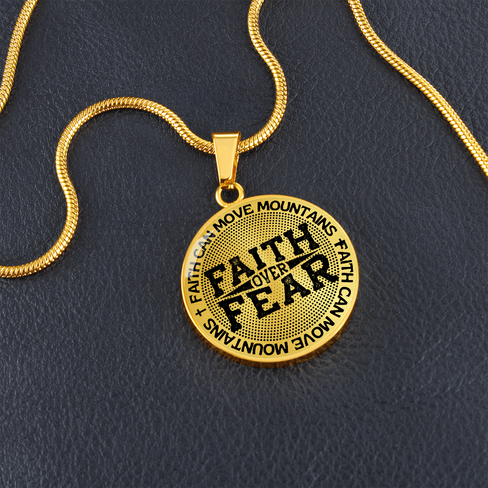 Faith Can Move Mountains | Faith Over Fear | Dots | Necklace Circle Pendant