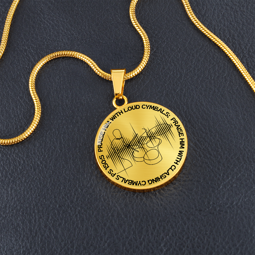 Praise Him With Loud Cymbals | Drummer | Sound Wave | Necklace Circle Pendant