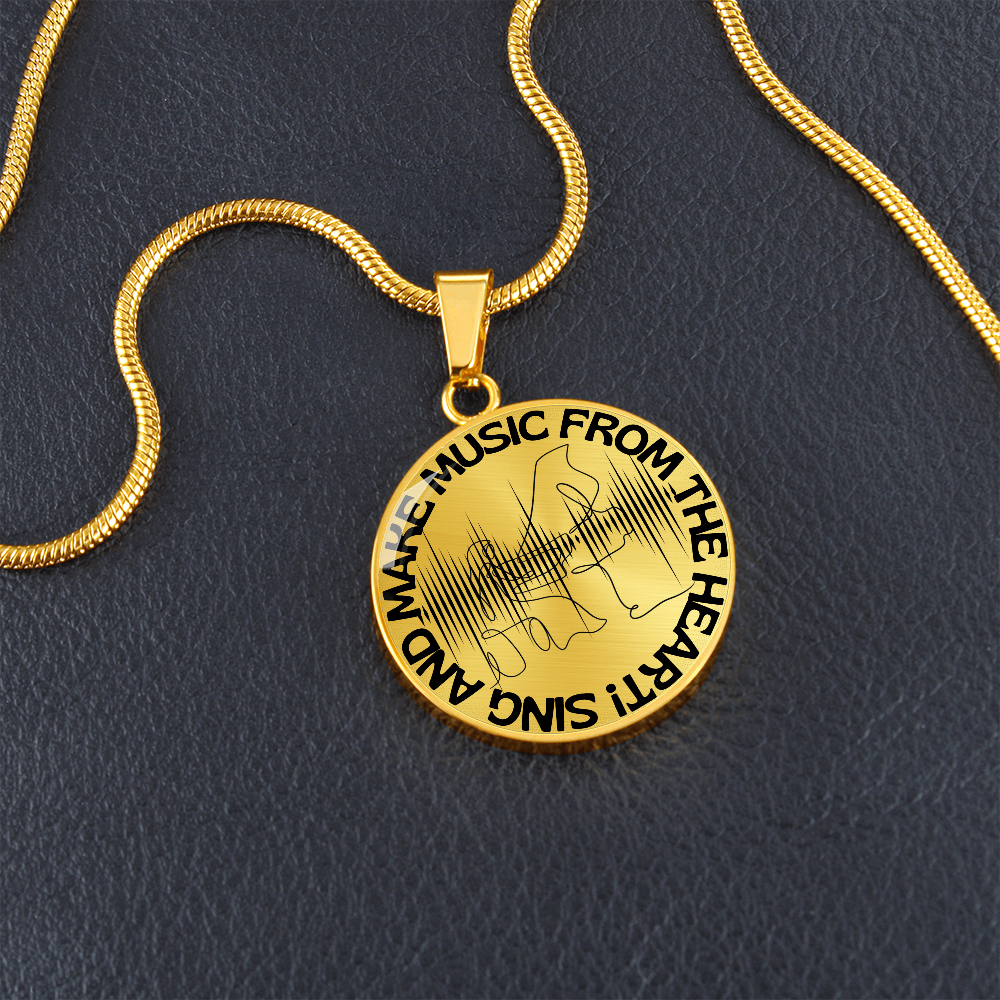Sing & Make Music From The Heart | Grand Piano | Sound Wave | Necklace Circle Pendant