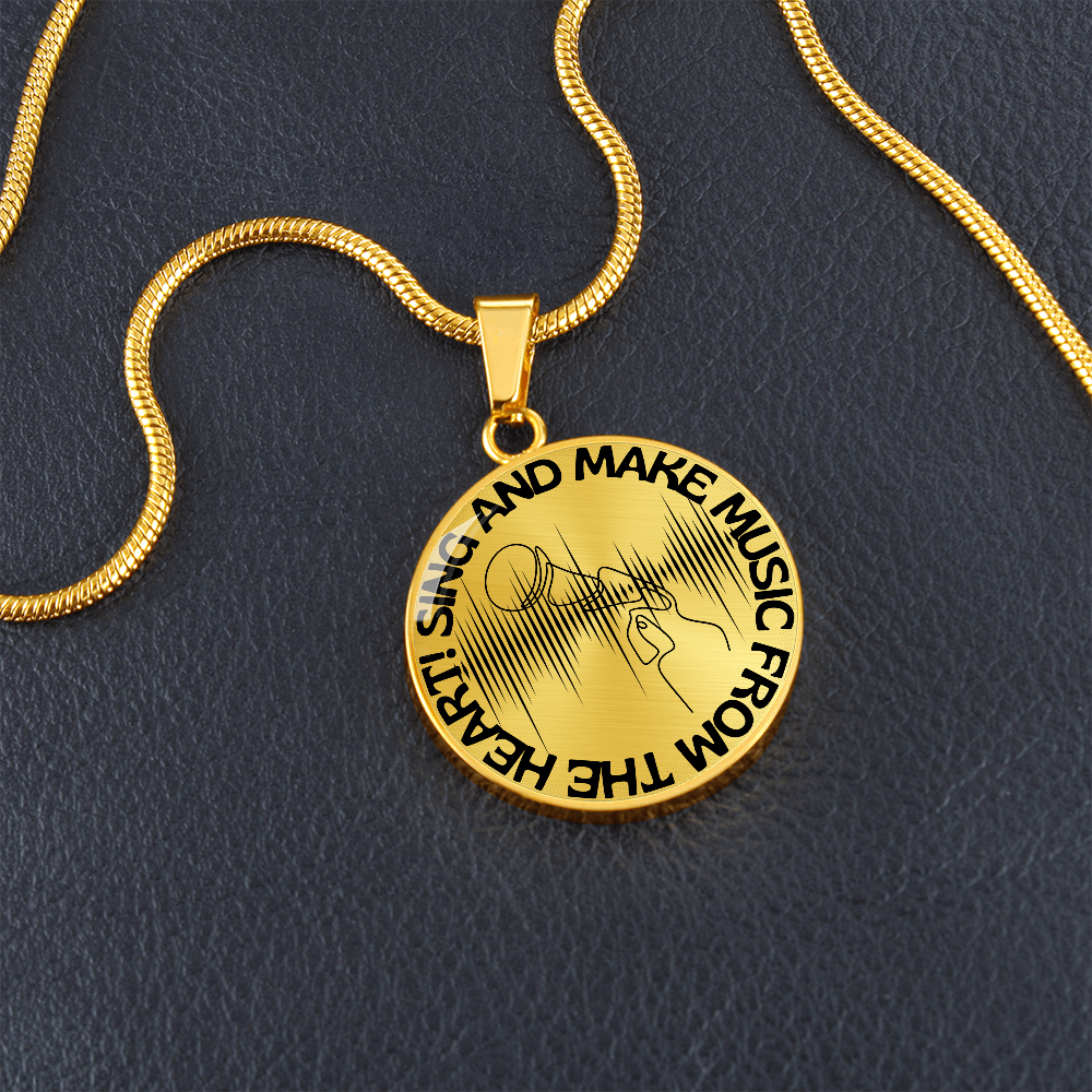 Sing & Make Music From The Heart | Mic | Sound Wave | Necklace Circle Pendant