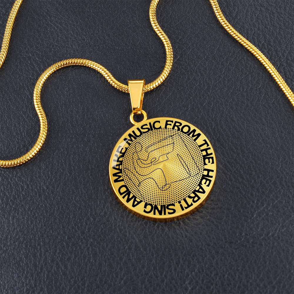 Sing & Make Music From The Heart | Piano | Dots | Necklace Circle Pendant