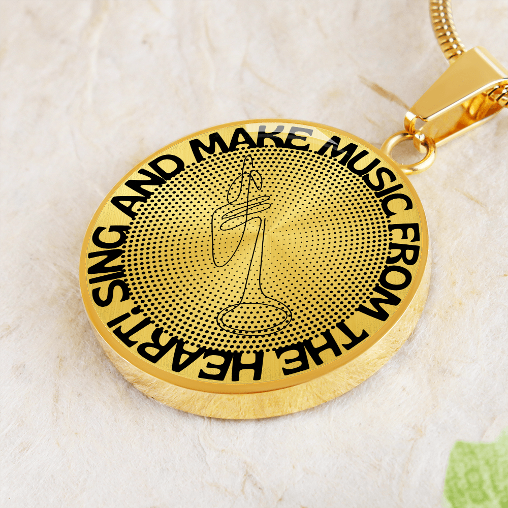 Sing & Make Music From The Heart | Trumpet | Dots | Necklace Circle Pendant