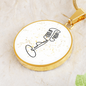 Vintage Microphone Music Notes | Circle Pendant Necklace | Gift for Singer - Givtz Back