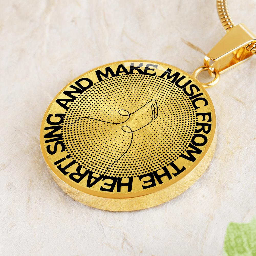 Sing & Make Music From The Heart | Music Notes | Dots | Necklace Circle Pendant