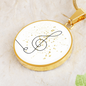 Music Clef Gold Stars | Circle Pendant Necklace | Gift for Musician - Givtz Back