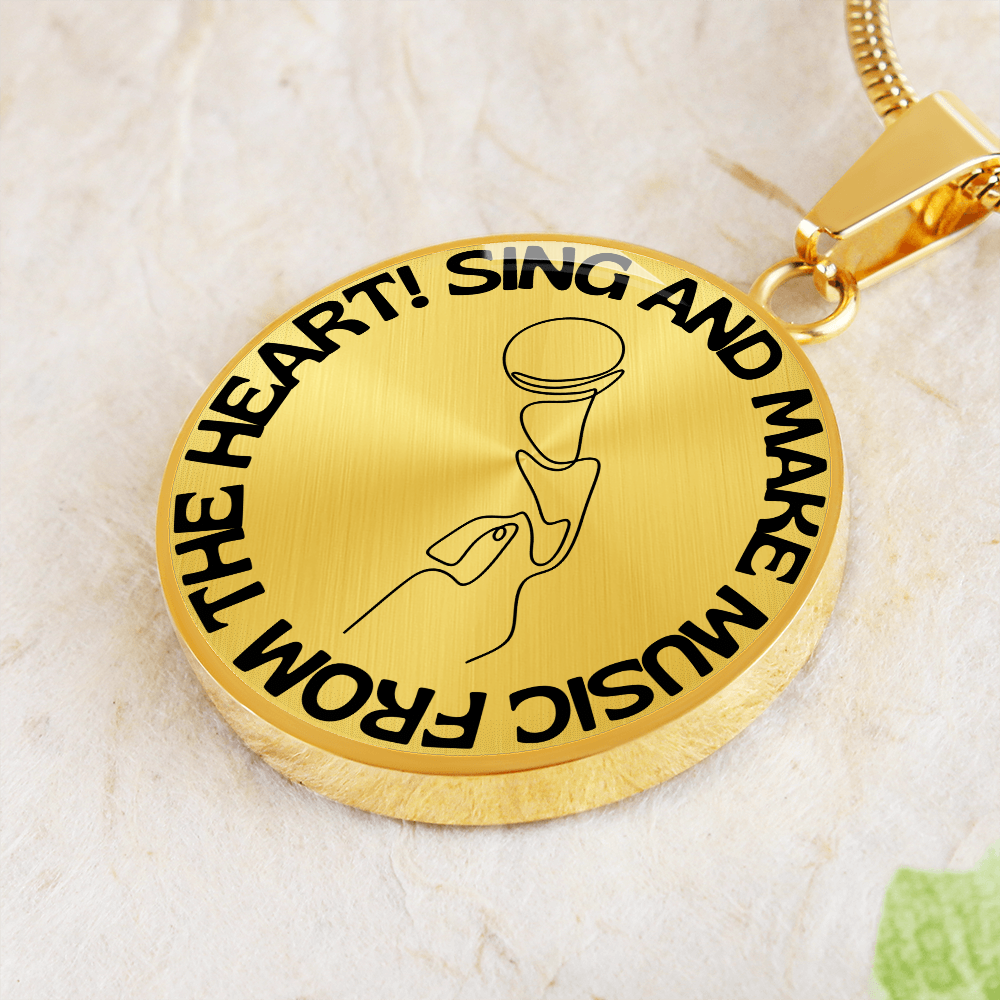 Sing & Make Music From The Heart | Mic | Necklace Circle Pendant