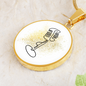Vintage Microphone Gold Splatter | Circle Pendant Necklace | Gift for Singer - Givtz Back