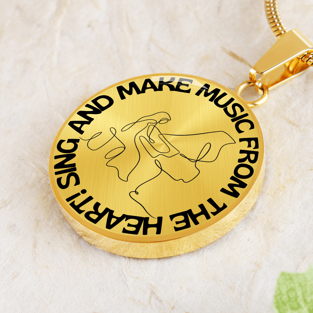 Sing & Make Music From The Heart | Grand Piano | Necklace Circle Pendant