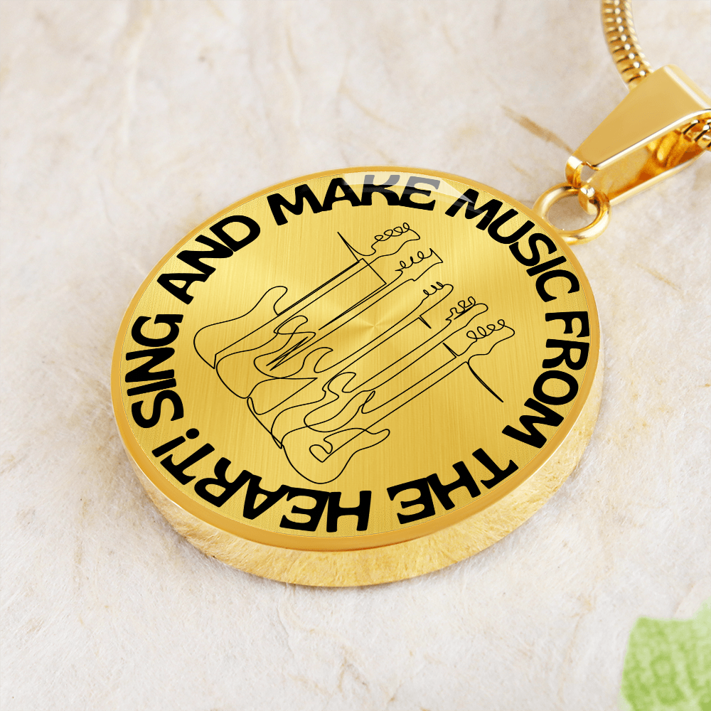 Sing & Make Music From The Heart | Guitars | Necklace Circle Pendant