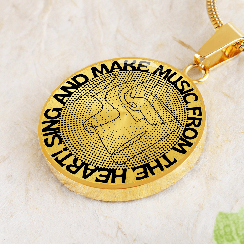Sing & Make Music From The Heart | Piano | Dots | Necklace Circle Pendant