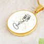 Vintage Microphone Gold Stars | Circle Pendant Necklace | Gift for Singer - Givtz Back