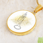 Trumpet Gold Splatter | Circle Pendant Necklace | Gift for Trumpetist - Givtz Back