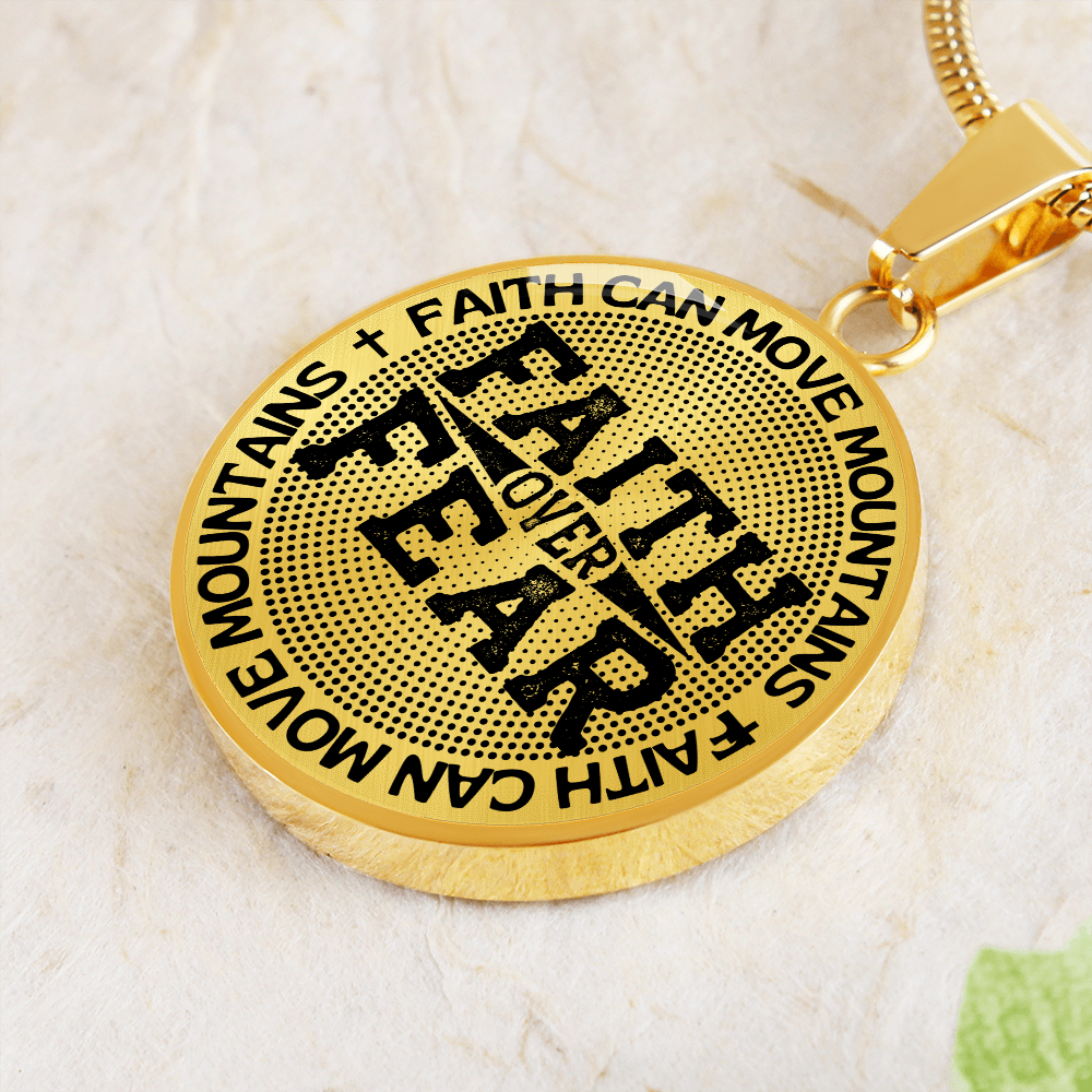 Faith Can Move Mountains | Faith Over Fear | Dots | Necklace Circle Pendant