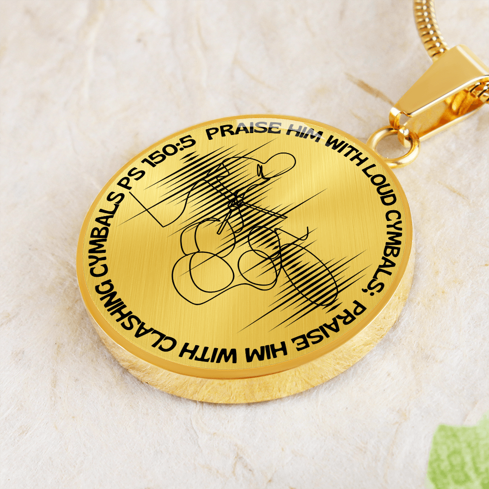 Praise Him With Loud Cymbals | Drummer | Sound Wave | Necklace Circle Pendant
